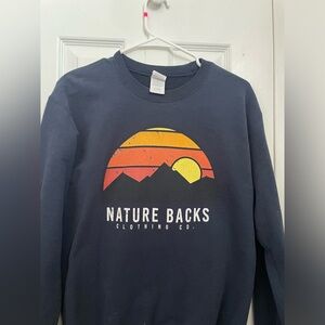 Nature backs navy blue crewneck small
